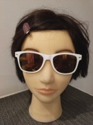 Białe okulary przeciwsłoneczne damskie UV400 retro wayfarer nowe