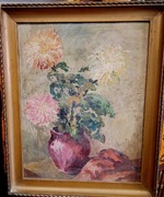 Obraz olejny kwiaty syg. F. Hayder 