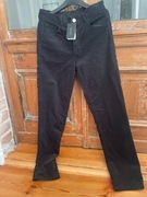 Massimo Dutti nowe czarne spodnie sztruksowe minimalizm mom