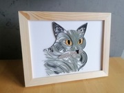 Obraz 3D "Szary Kot" Quilling