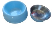 Markowe miseczki dla pieska kotka błękitne metalowa + plastikowa miska