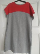 Szara sukienka dzianinowa dresowa kontrast 48 4XL