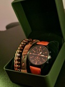 NOWY Brązowy zegarek + 3 bransoletki – gotowy prezent w pudełku