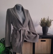 Piękny długi wełniany sweter kardigan 30% wełna M