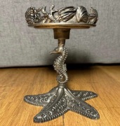 Świecznik vintage metalowy marine starfish konik morski muszelki art