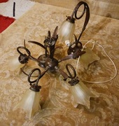 Żyrandol i lampka kwiatowy stary