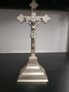 Stary sygnowany krzyż metalowy 