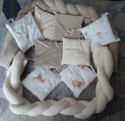 Ochraniacz do łóżeczka warkocz otulacz pleciony welur 