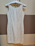 Sukienka ecru ze srebrną nicią, 36, Swing