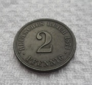 Niemcy Wilhelm I Hohenzollern 2 pfennig fenigi 1874 A Berlin Prusy KM# 2