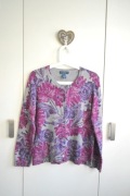 Karen Scott premium S sweter kardigan bawełna wiskoza boho floral róż