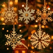Wypalone ozdoby świąteczne - zestaw 5 Śnieżynek