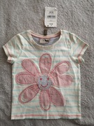 Nowa kremowa bluzka z krótkim rękawem w paski kwiatek Next 86