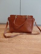 Brązowa torebka damska elegancka, pojemna, struktura croco