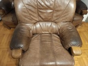 Sofa i dwa fotele , skóra, stan bardzo dobry Zestaw wypoczynkowy 3+2+1
