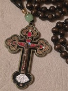 Piękny Krzyżyk Prawosławny Różaniec KRZYŻ naszyjny metalowy (T).