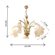 KONWALIA - Żyrandol vintage 5-punktowy, beżowe szkło