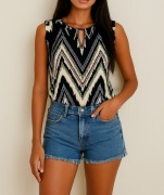 Elegancka bluzka Boho aztecki wzór 