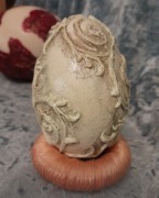 Jajo gęsie malowane, wydmusz, Platynowe z Reliefem