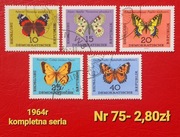 Znaczki fauna:75: motyle, owady- DDR/NRD 1964r 