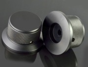 Gałka/Pokrętło Audio 44x25 mm Aluminiowa Czarna Radełkowana