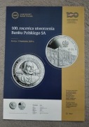 Folder Ogłoszenie do10 zł 100 rocznica utworzenia BANKU POLSKEGO SA