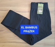 Nowe Leginsy 2 XL bambusowe czarne prążkowane wysoki stan bezszwowe