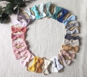 zestaw 3 szt kokardka bezuciskowa opaska muślin wiosna lato