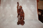 Figurka Drewniana Mnich ręcznie wykonany stary wysoki 33 cm