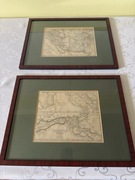 Antyczny Miedzioryt Komplet 2 Sztuk XVIII Wiek Oryginalna Rycina Rama