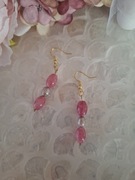 Kolczyki handmade srebro z naturalnych kamieni perły chalcedon