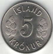 Islandia 5 koron kronur 1980 - 21 mm