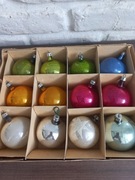 12 sztuk stare kolorowe szklane bombki PRL