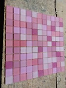 Mozaika szklana 30x30cm mix kolorów różowych i białego, satynowa