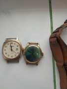 STARY ZEGAREK WOSTOK ZŁOTY AU25 17 JEWELS USSR SPRAWNY Z STARYM PASKIEM 