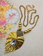 Złoty liść listek artystyczny naszyjnik Modny kryształ vintage y2k