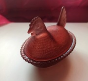 KURKA SZKLANA szkatułka szklana bomboniera pojemnik bordo super stan