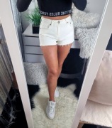 H&M Spodenki szorty damskie jeansowe z wysokim stanem białe M