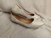 LASOCKI baleriny skóra naturalna 38 złote mieniące ślub Sylwester