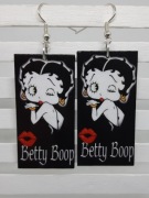 Kolczyki Betty Boop całus usta decoupage grafika pin up Handmade