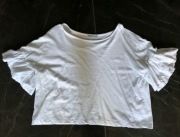 ZARA bluzka biała letnia falbany S 36 BDB