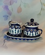 *Komplet ceramiczny deserowy Bolesławiec ceramika Bolesławiec.