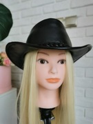 Skórzany kapelusz  czarny unisex 