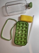 Butelka na lód ze słomką pojemnik na lód , butelka 2w1 18 kratek