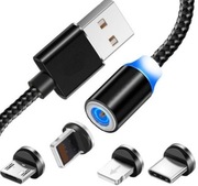 Kabel magnetyczny podświetlany LED + 3 koncowki 