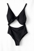 Czarny kostium kąpielowy z wycięciem na brzuchu Shein XL