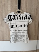 Koszulka Galliano S damska logowana vintage newspaper tabloid y2k