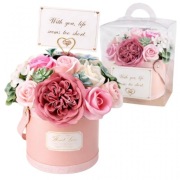 Flower box, bukiet zapachowych kwiatów mydlanych w pudełku 21 cm BUK10R