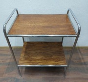 Stolik Dąb Chrom po renowacji Art Deco Bauhaus