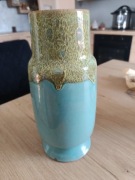 Stary ceramiczny błękitny wazon, rękodzieło